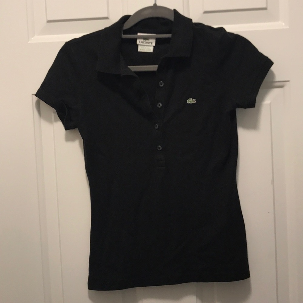 Black 5 button short sleeve collared shirt